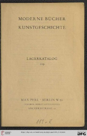 Nr. 119: Lagerkatalog: Moderne Bücher, Kunstgeschichte