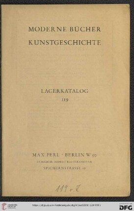 Nr. 119: Lagerkatalog: Moderne Bücher, Kunstgeschichte
