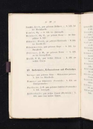 XV. Kaffeehäuser, Restaurationen und Garküchen.