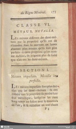 Classe VI. Métaux. Metalla
