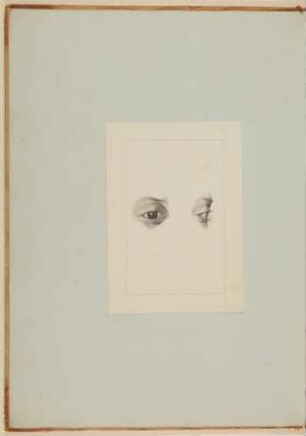 Das Auge eines männlichen Afrikaners von ungefähr dreißig Jahren, frontal und im Profil [Vorzeichnung zu Samuel Thomas Soemmerring, Abbildungen des menschlichen Auges, Frankfurt am Main 1801, Tafel I ("schattierte" Darstellung), Fig. 5 und Fig. 6]