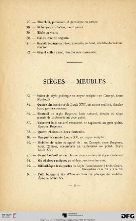 Siéges - Meubles