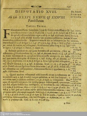 Disputatio XVIII. Ad Lib. XXXVI. XXXVII. & XXXVIII. Pandectarum