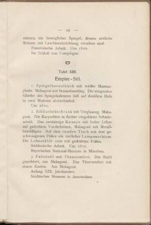 Tafel XIII. Empire-Stil.