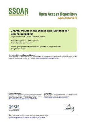 Chantal Mouffe in der Diskussion (Editorial der Gastherausgeber)