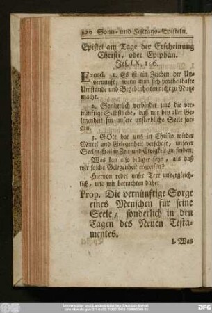 Epistel am Tage der Erscheinung Christi, oder Epiphan. Jes. LX, 1 - 6.