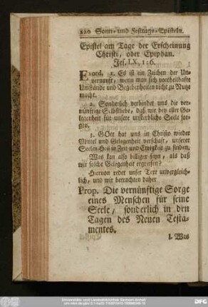 Epistel am Tage der Erscheinung Christi, oder Epiphan. Jes. LX, 1 - 6.