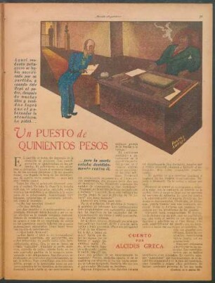 Un puesto de quinientos pesos : Cuento por Alcides Greca