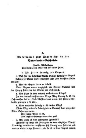 Materialien zum Unterrichte in der Vaterlands-Geschichte