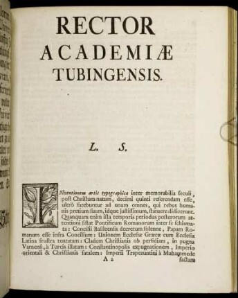 Rector Academiæ Tubingensis.