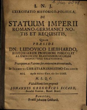 De statuum imperii romano-germanici notis et requisitis