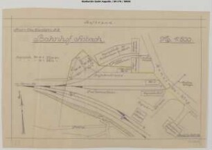 Asbach, Bahnhof: Teil-Lageplan Lagerplätze. Gleisplan.