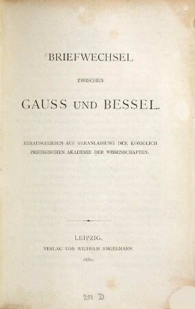 Briefwechsel zwischen Gauss und Bessel