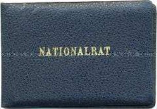 Dienstausweis eines Mitgliedes des Nationalrates der Nationalen Front, mit handschriftlichem Vermerk "verstorben"