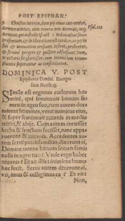 Dominica V. Post Epiphaniae Domini.