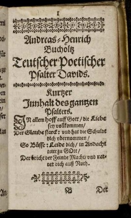 Kurtzer Innhalt des gantzen Psalters.
