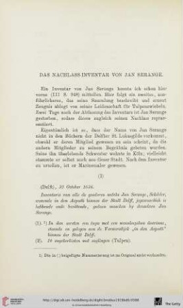 Das Nachlass-Inventar von Jan Serange