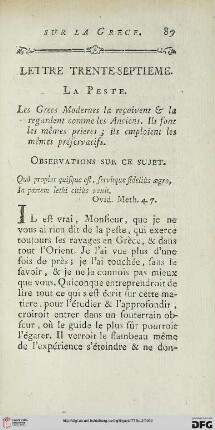 Lettre trente-septième: La peste