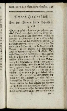 Achtes Hauptstück. Von dem Beweise durch Geständnis.