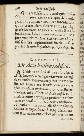 Caput XIII. De Accidentibus ædificii.