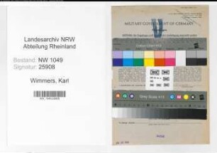 Entnazifizierung Karl Wimmers , geb. 28.03.1895 (Weichenwaerter)