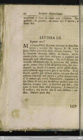 Lettera LII. Signor mio!