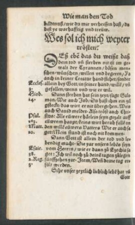 Wes sol ich mich weyter trösten?