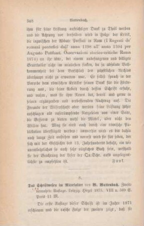 348-355 [Rezension] Wattenbach, Wilhelm, Das Schriftwesen im Mittelalter
