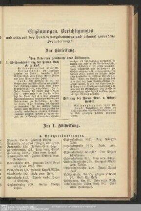 Ergänzungen, Berichtigungen