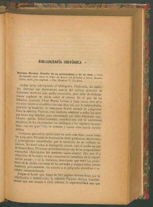 Bibliografía histórica : Mariano Moreno. Estudio de su personalidad y de su obra