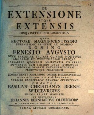 De extensione atque extensis disquisitio philos.