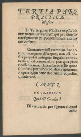 Tertia Pars Practicae Musicae.