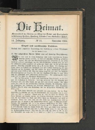 14. Jahrgang. No. 11. November 1904.