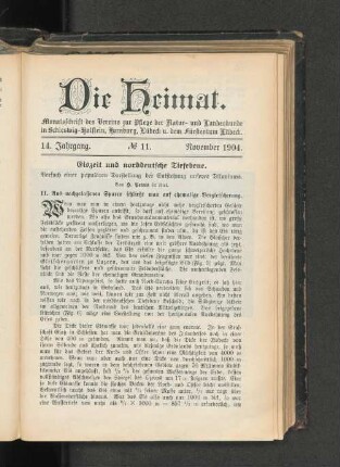 14. Jahrgang. No. 11. November 1904.