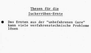 Thesen für die Zuckerrüben-Ernte