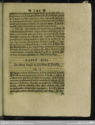 Caput XIII. De Nova Causa in Electione & Delictis