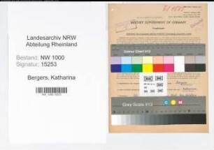 Entnazifizierung Katharina Bergers, geb. 22.09.1919 (Postangestellte)