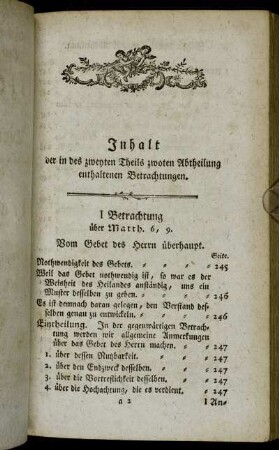 Inhalt der in des zweyten Theils zwoten Abtheilung enthaltenen Betrachtungen.