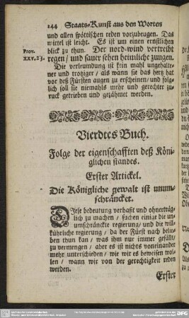 Vierdtes Buch. Folge der eigenschafften deß Königlichen standes