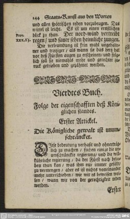 Vierdtes Buch. Folge der eigenschafften deß Königlichen standes