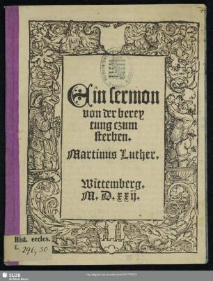 Ein sermon von der bereytung czum sterben