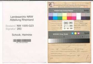 Entnazifizierung Hermine Schock , geb. 21.02.1904 (Schneiderin)