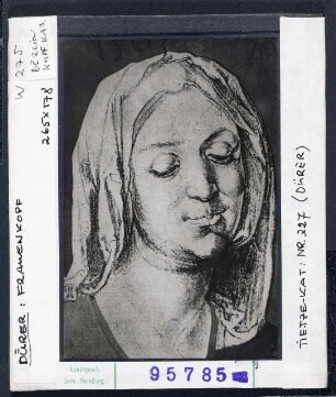 Albrecht Dürer: Frauenkopf. Berlin, Kupferstichkabinett