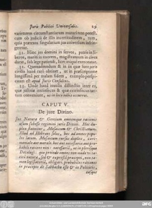 Caput V. De iure Divino.