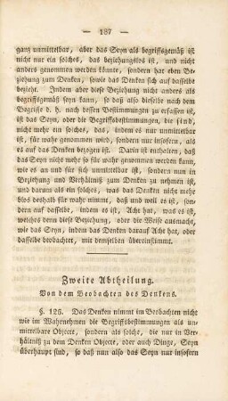 Zweite Abtheilung. Von dem Beobachten des Denkens