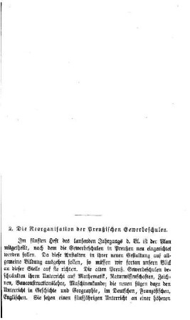 Die Reorganisation der Preußischen Gewerbeschulen : Sprechsaal