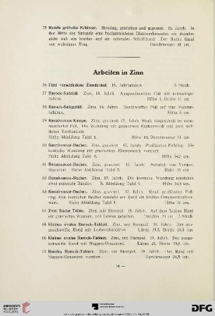 Arbeiten in Zinn (Nr. 76-97)