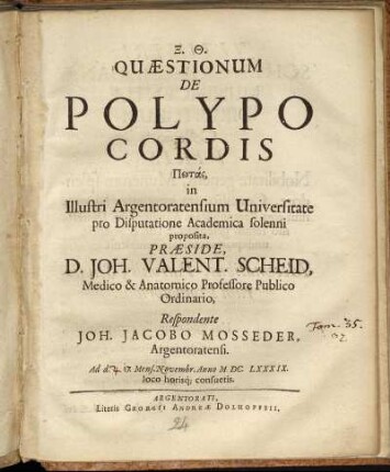 Quaestionum De Polypo Cordis Pentas