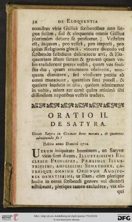 Oratio II: De Satyra
