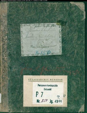 Zivilstandsregister der Munizipalität Cappeln (T Juli 1811- Oktober 1811). (Gemeinde: Westerkappeln, Kreis Tecklenburg)